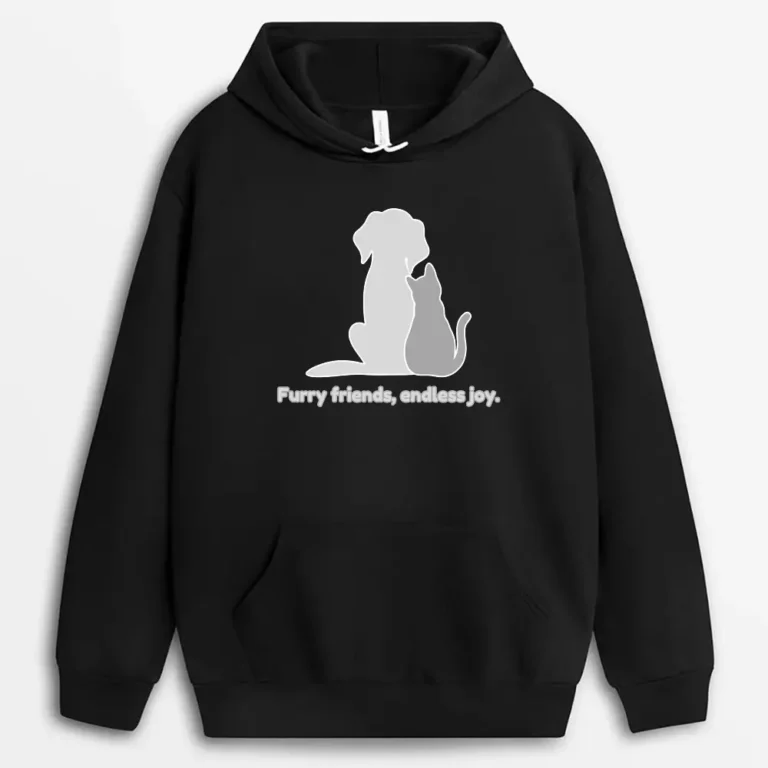 Furry Friends Endless Joy Pgaeeg Hoodie - Black